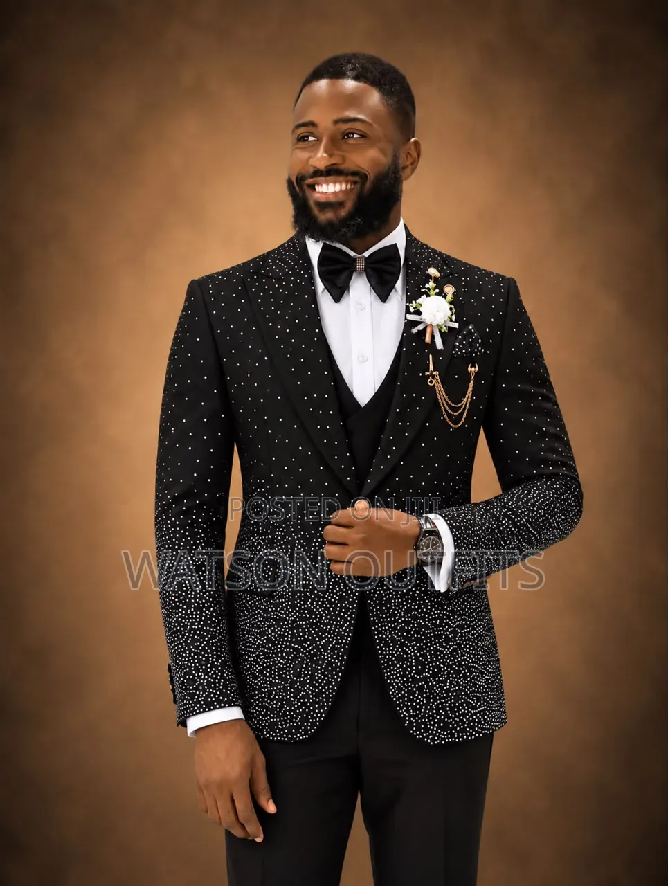 Dotted Black Colour Men's Suits Very Extraordinarily Smart