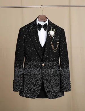 Dotted Black Colour Men's Suits Very Extraordinarily Smart