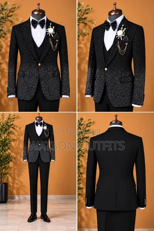 Dotted Black Colour Men's Suits Very Extraordinarily Smart