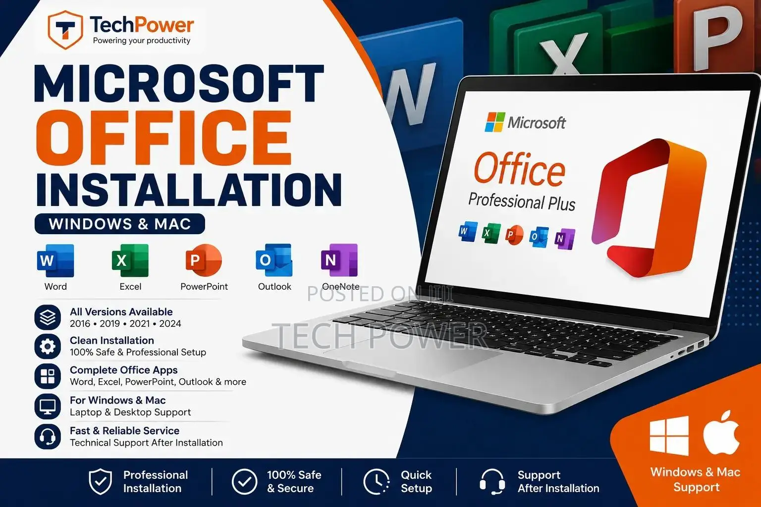 Microsoft Office Installation 2024/2021/2019/2016 – Windows Mac