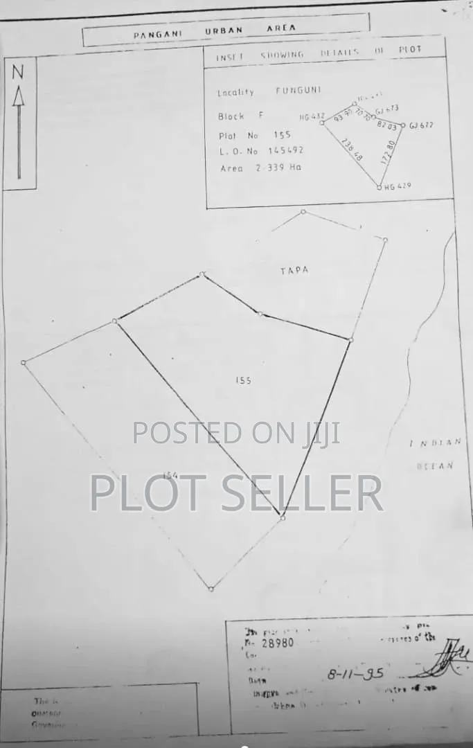 Pangani a Beachfront Area for Sale