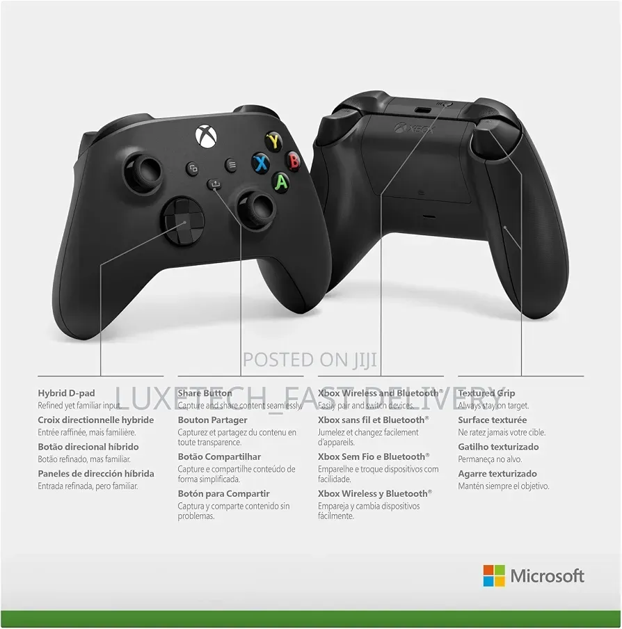 Xbox Wireless Controller Carbon Black – Series X|S, One, PC, Bluetooth