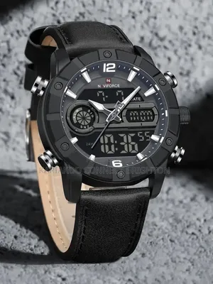 Silver and Black Digital-Analog Sport Wristwatch