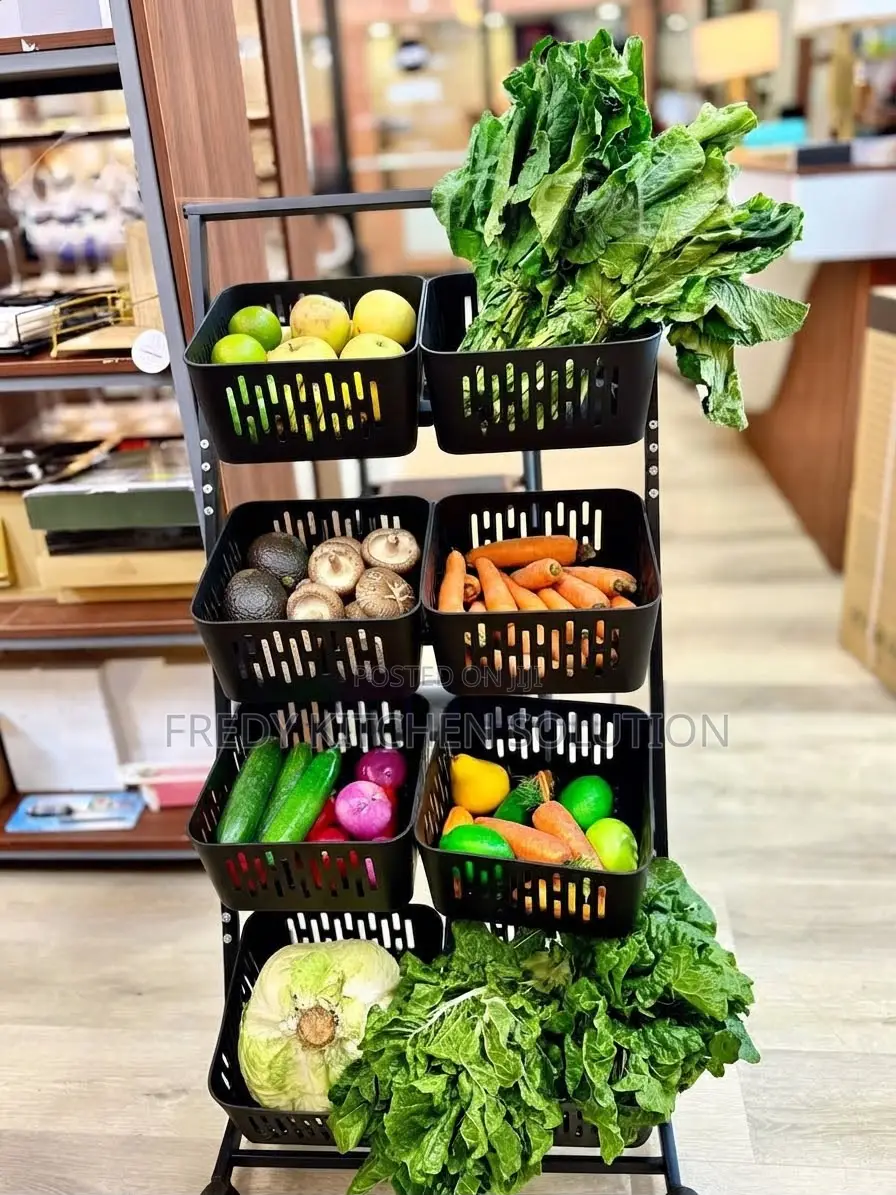 *#Multi-Layer Fruit and Vegetable Storage Cart* Size: Double 4 Layers