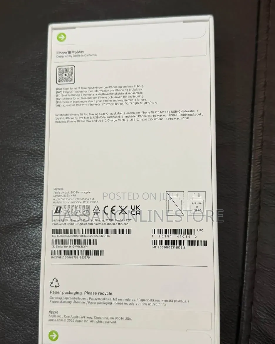 New Apple iPhone 18 Pro Max 512 GB Blue