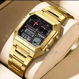Foxbox Digital Watch Stainless Steel Gold and Black