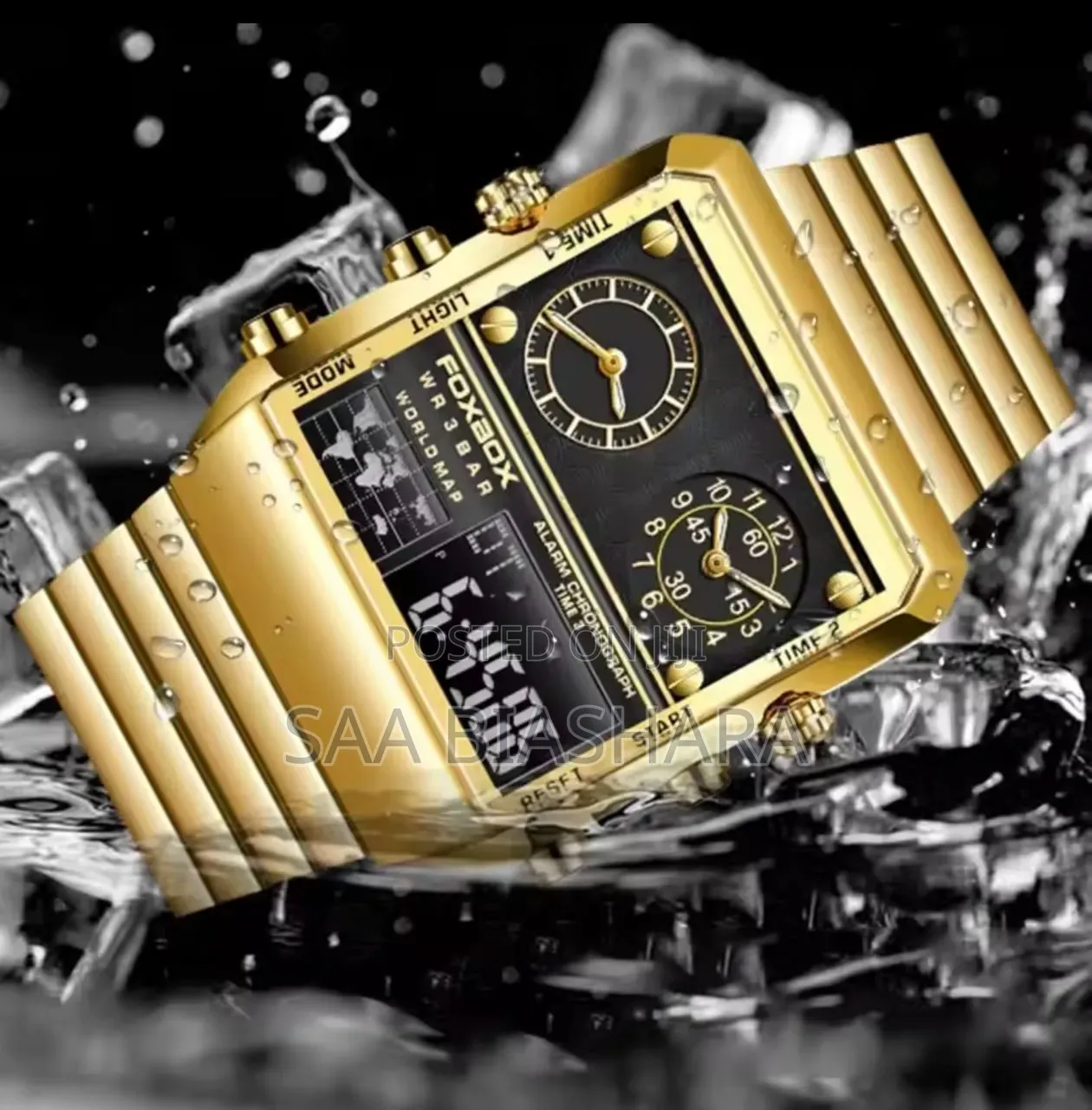 Foxbox Dualtime Watch Stainless Steel Gold