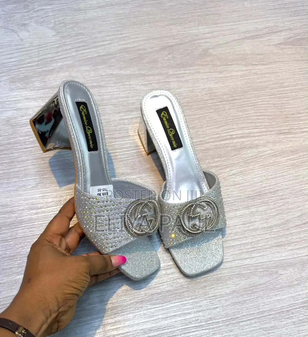 Block Rhinestone Heel