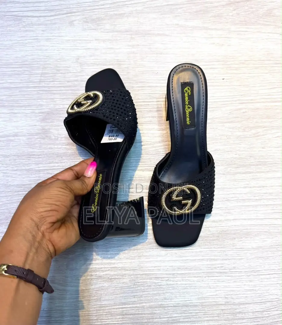 Block Rhinestone Heel
