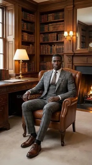 Grey Checked 3-Piece Suit With Tie