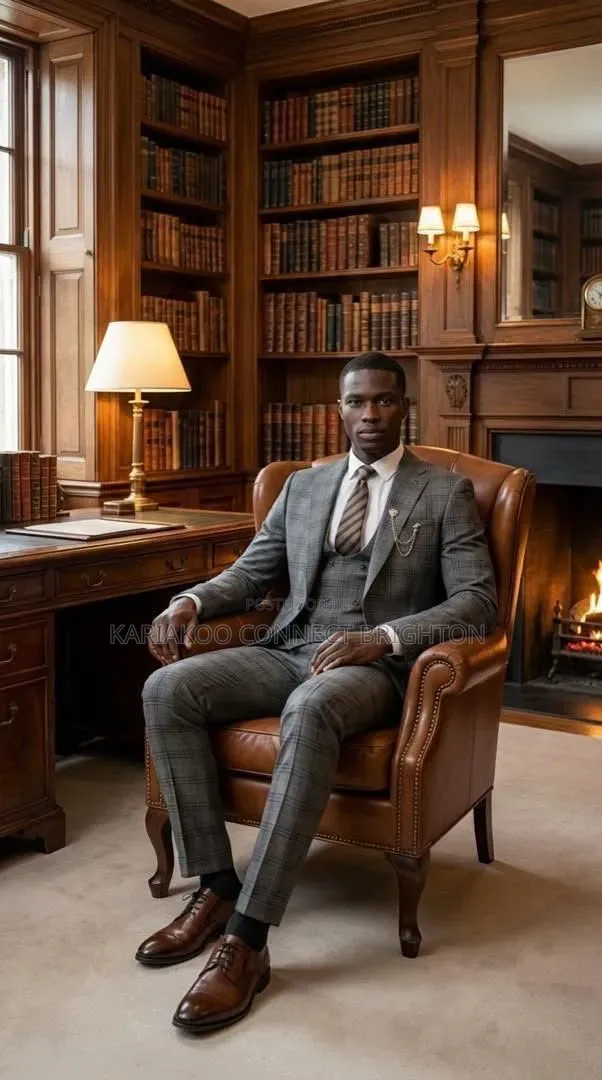 Grey Checked 3-Piece Suit With Tie