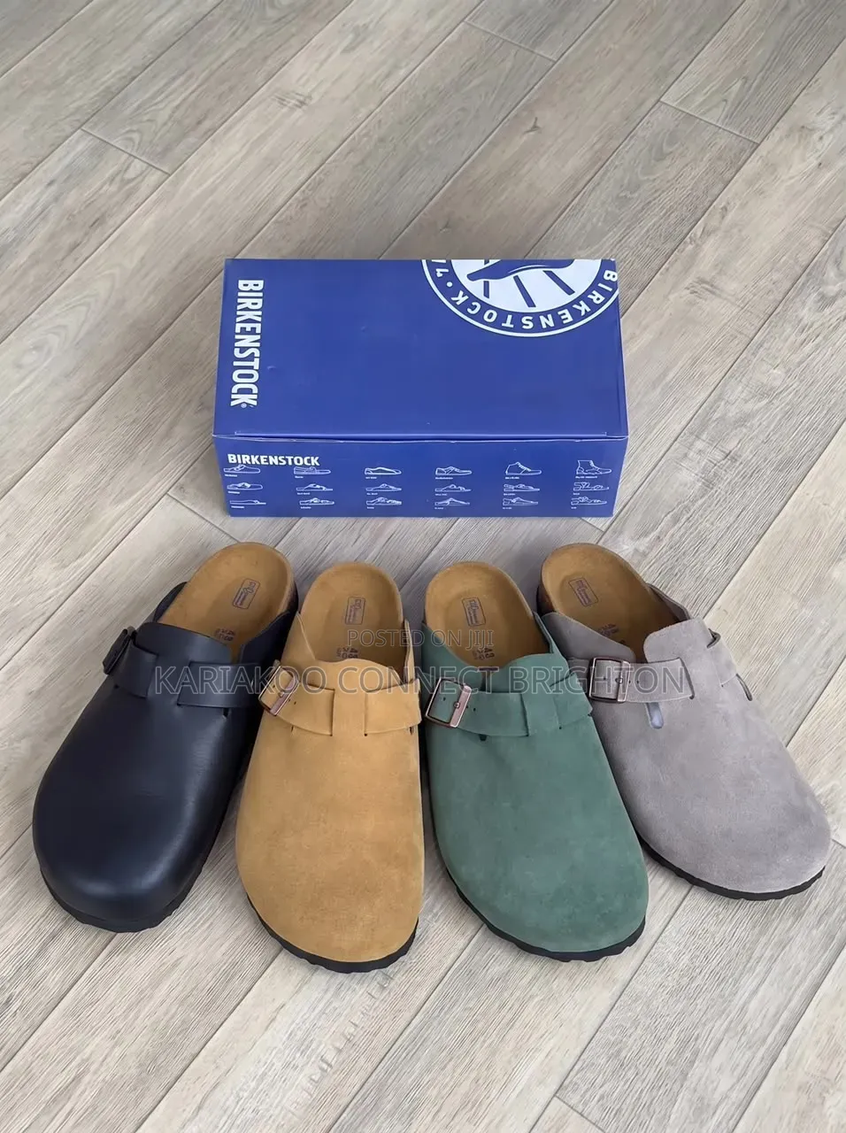 Tan Suede Buckle Clogs