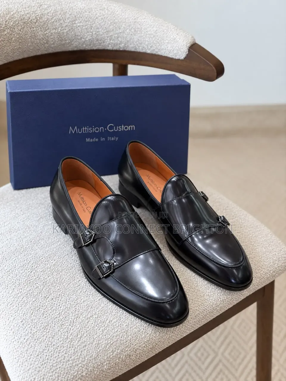 Black Double-Monk Strap Leather Shoes