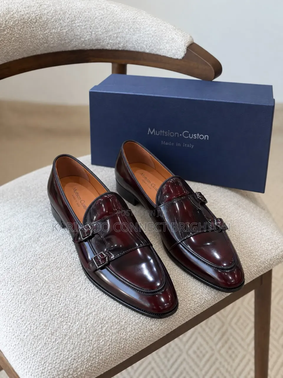 Black Double-Monk Strap Leather Shoes