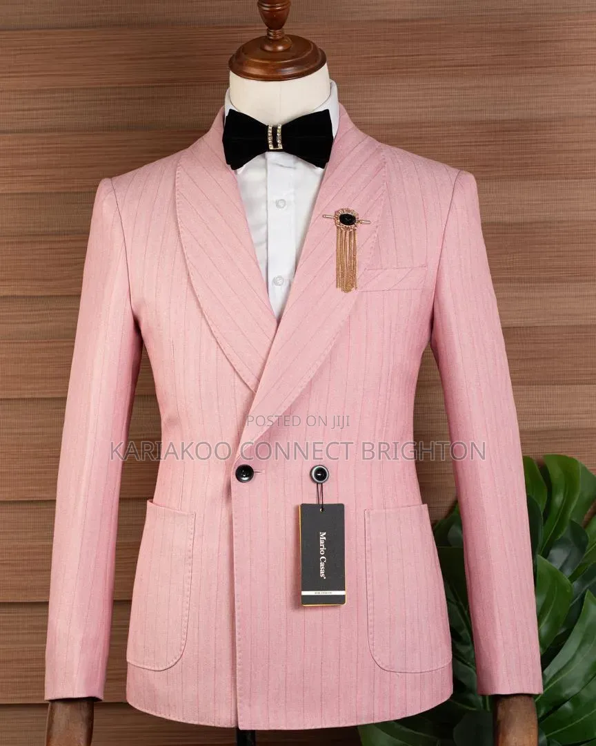 Pink Striped Shawl Lapel 2-Piece Suit