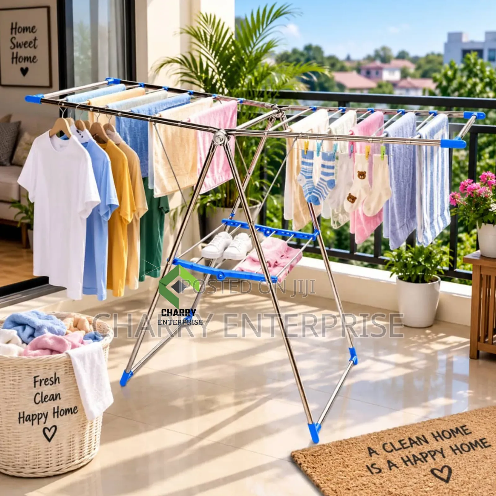 Premium Foldable Steel Clothes Drying Rack Space Saving