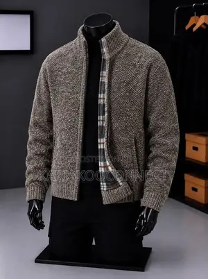 Zip-Up Knit Bomber Cardigan Jacket