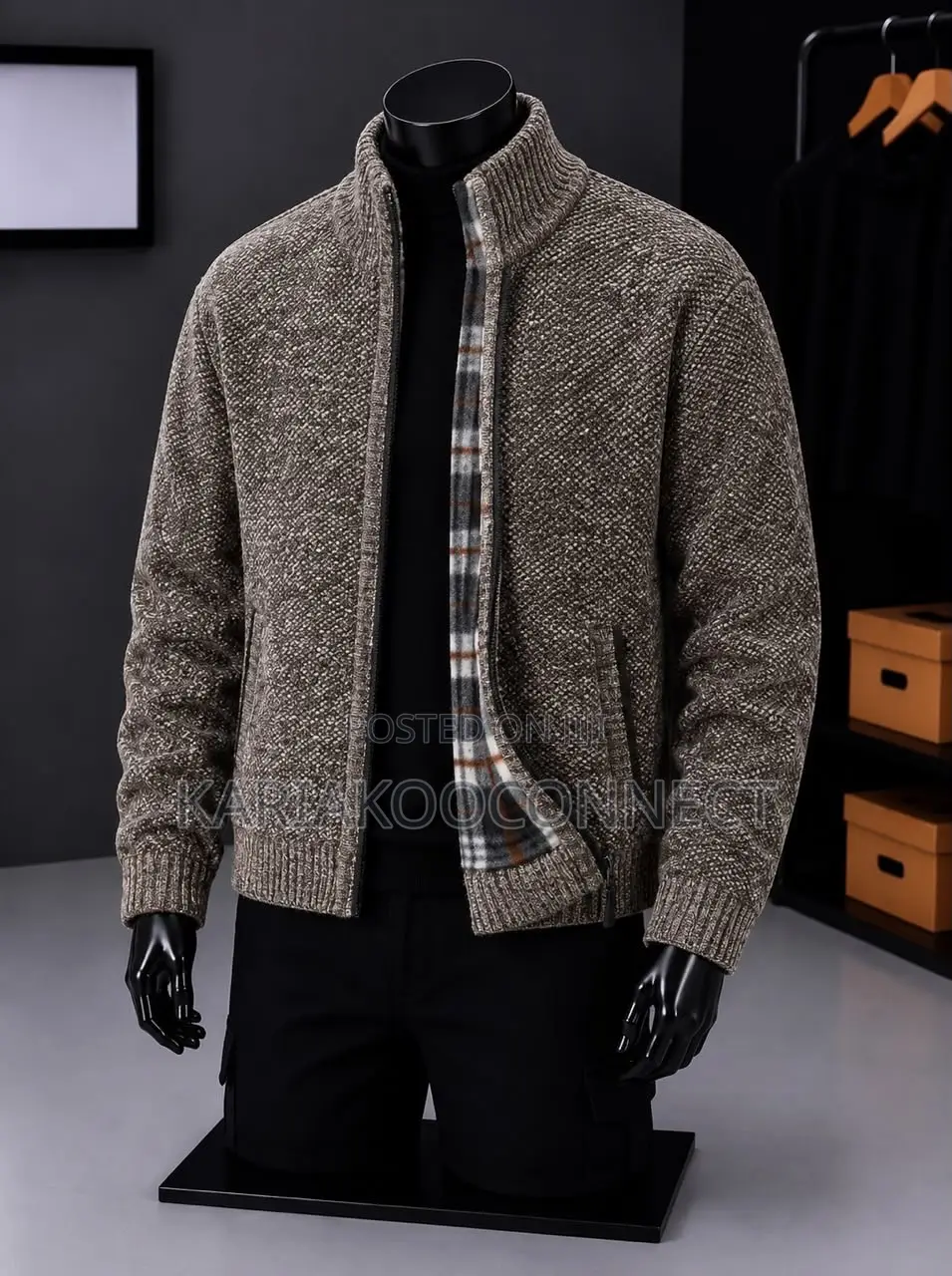 Zip-Up Knit Bomber Cardigan Jacket
