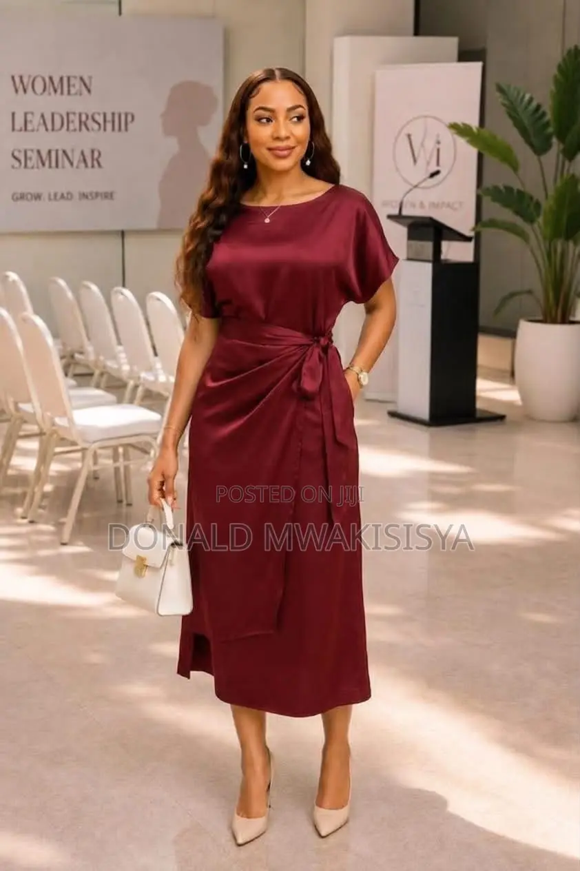 Women Satin Wrap Dress - Official Classy