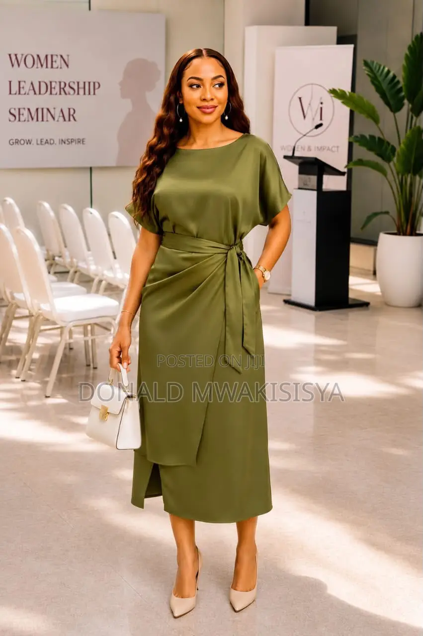 Women Satin Wrap Dress - Official Classy