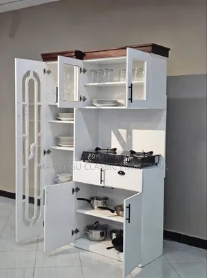 Modern Kitchen Cabinet Ya Jiko La Plates Mbili Rangi Nyeupe