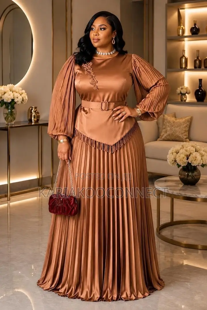 Satin Pleated Maxi Dress
