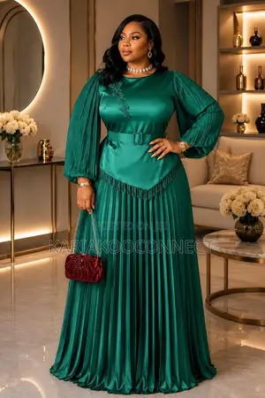 Satin Pleated Maxi Dress