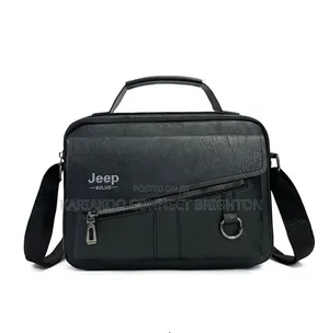 Black Leather Crossbody Messenger Bag