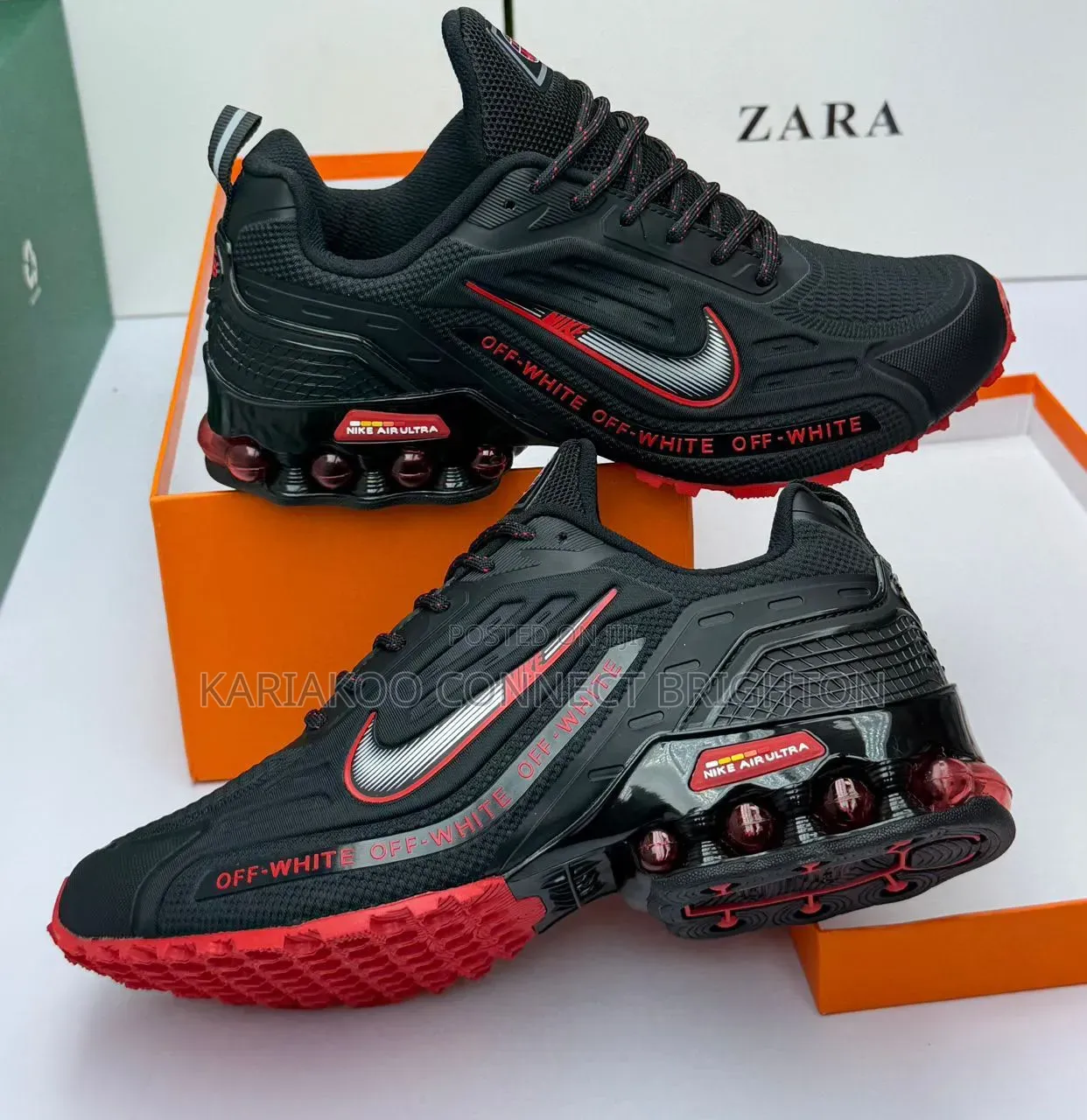 Black and Red Off-White Sneakers