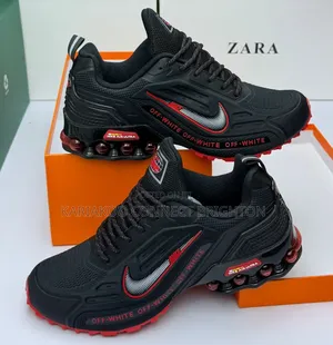 Black and Red Off-White Sneakers