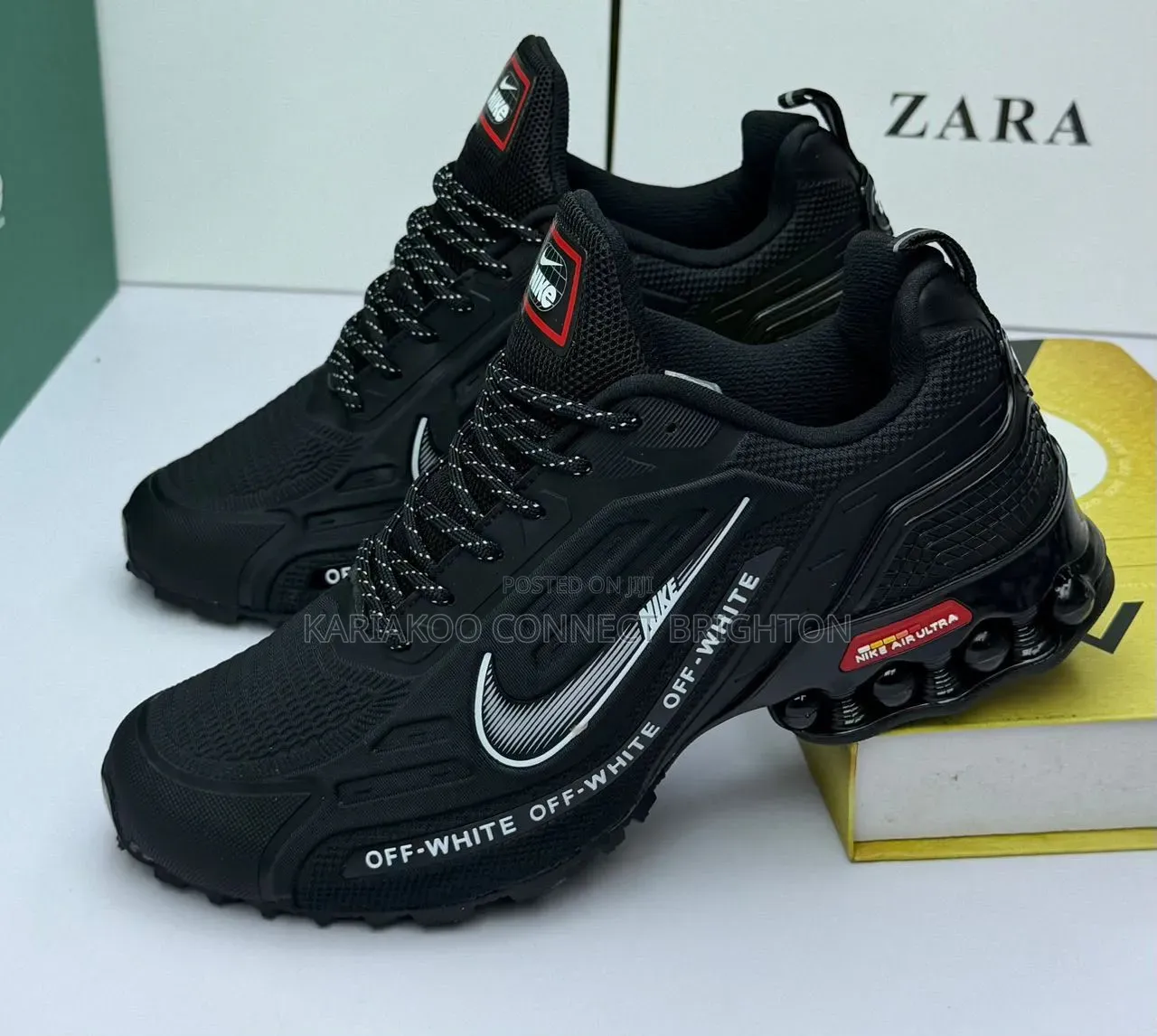 Black and Red Off-White Sneakers