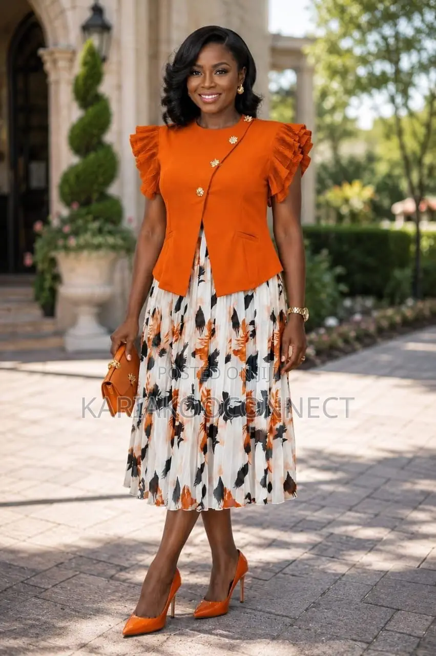 2Pc Floral Pleated Skirt Set