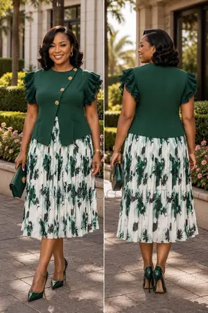 2Pc Floral Pleated Skirt Set
