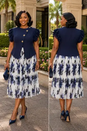 2Pc Floral Pleated Skirt Set