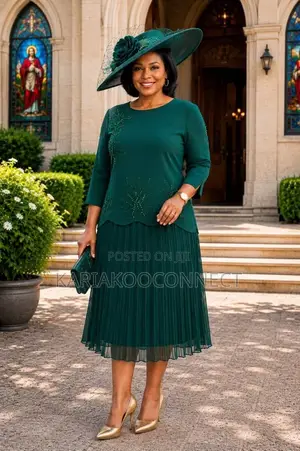 Beaded Pleated Midi Dress