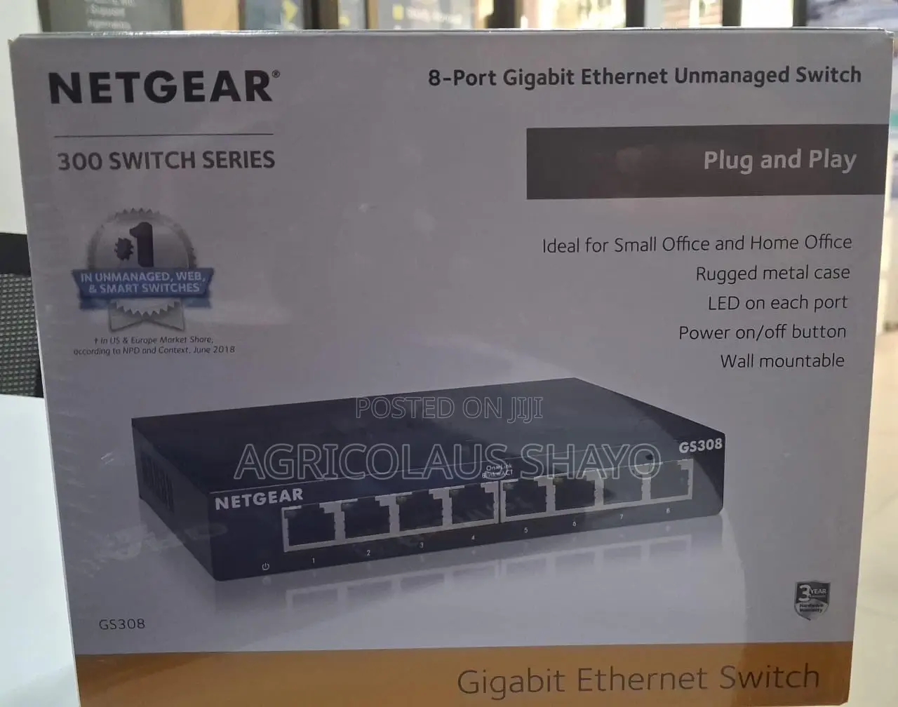NetGear 300 Series GS308 8-Port Gigabit Ethernet Switch
