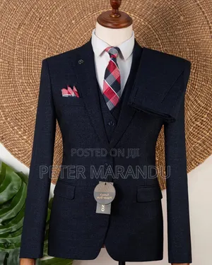 Textured Navy Blue Suit):men's Suits