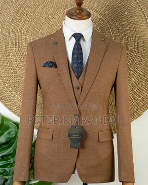 Premium Men's 3-Piece Brown / Camel Suit)