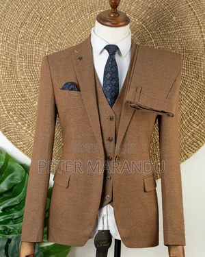 Premium Men's 3-Piece Brown / Camel Suit)