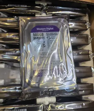 A Western Digital WD Purple 500GB Surveillance Hard Drive