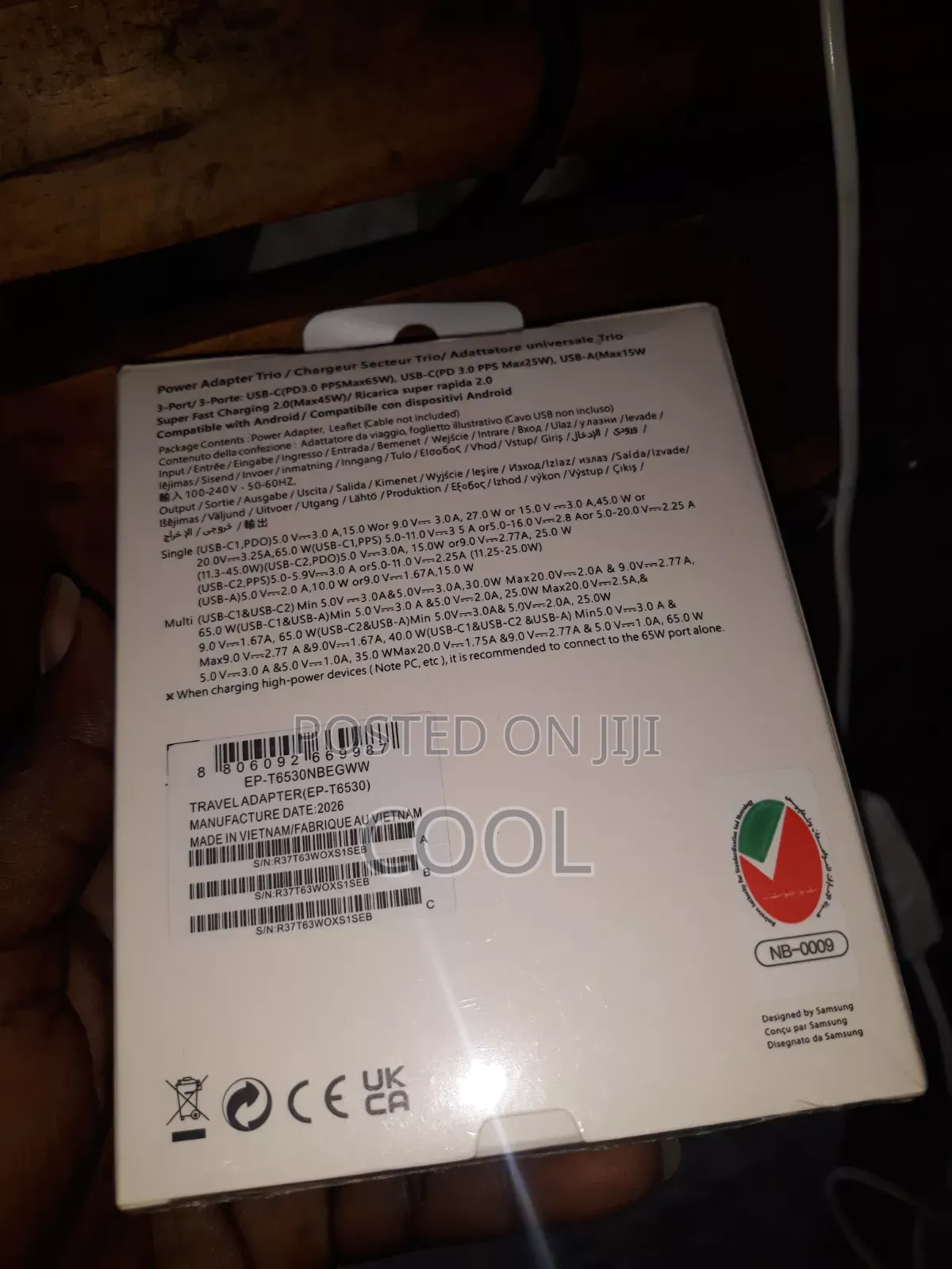 65W POWER ADAPTER TRIO Samsung Super Fast Charger
