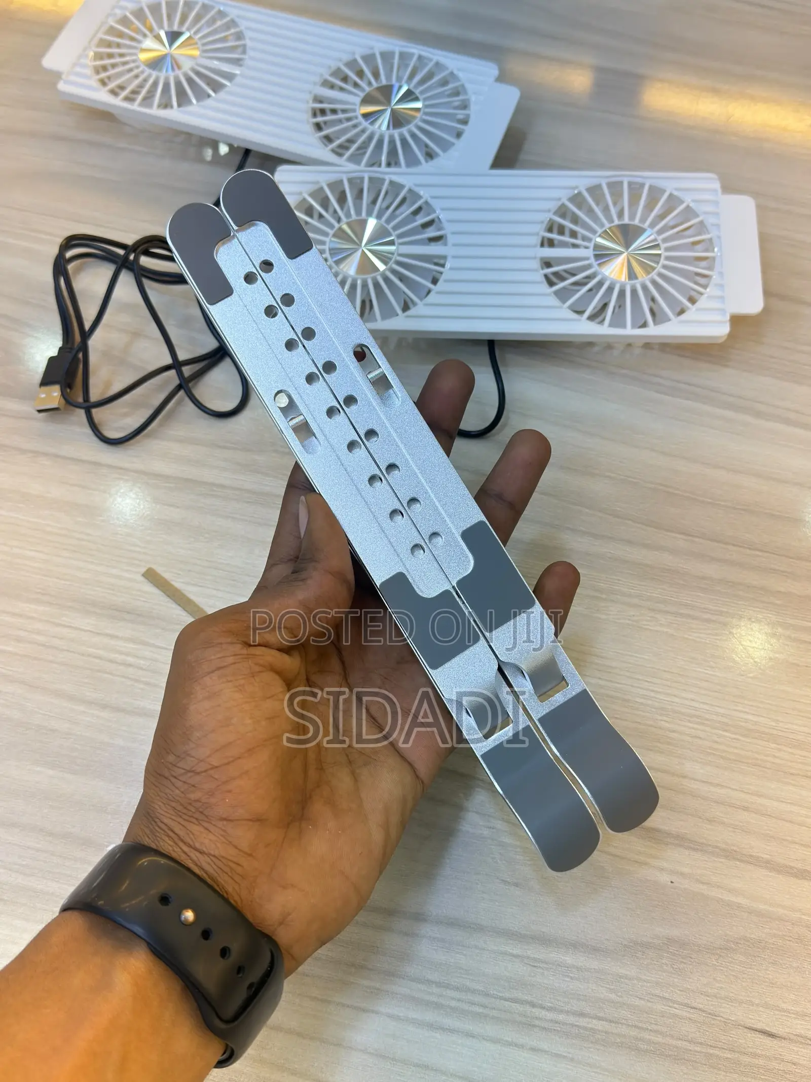 2-Fan Adjustable Laptop Cooling Pad With Stand