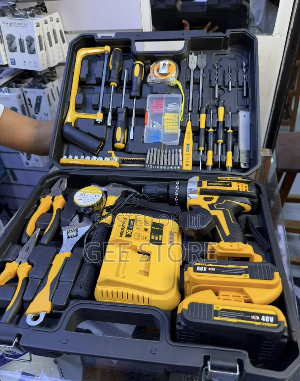 A Cordless Power Drill Combo Kit Housed in a Portable Hard Carry Case