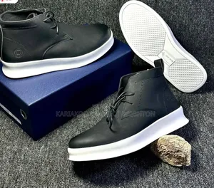 Black and White Leather High-Top Sneakers