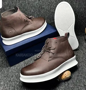 Black and White Leather High-Top Sneakers