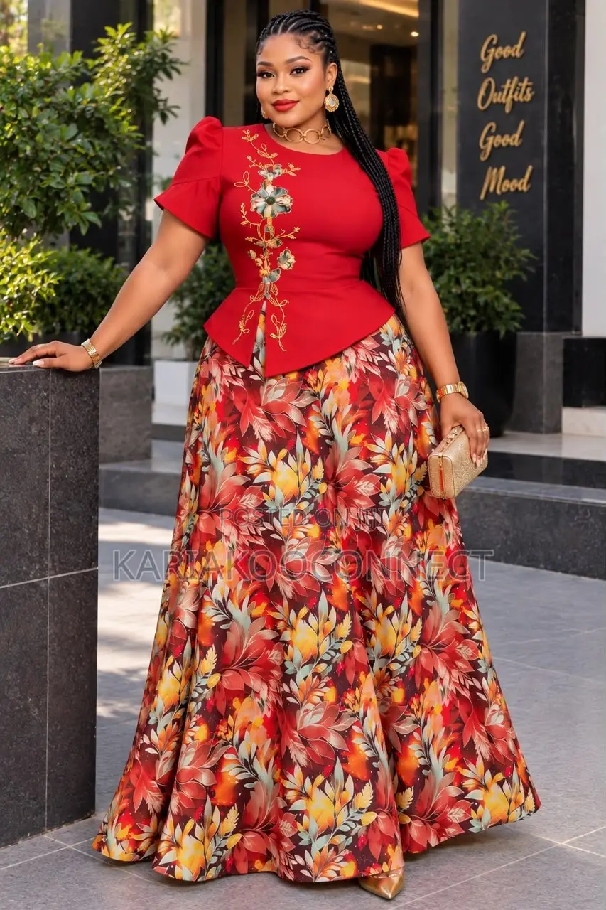 Peplum Top Floral Maxi Skirt Set