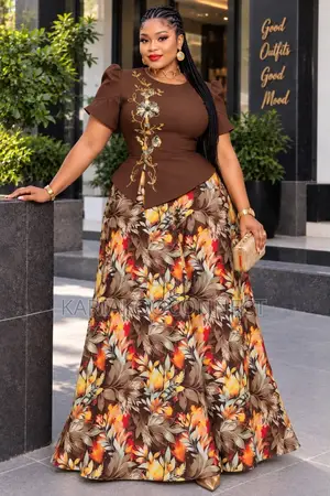 Peplum Top Floral Maxi Skirt Set