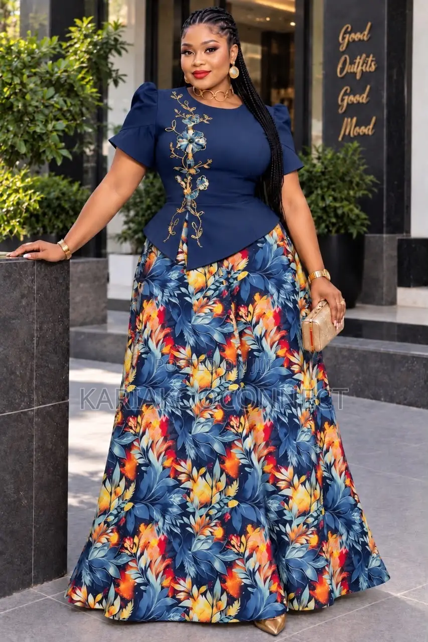 Peplum Top Floral Maxi Skirt Set