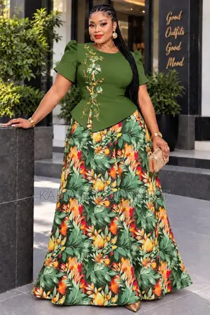 Peplum Top Floral Maxi Skirt Set
