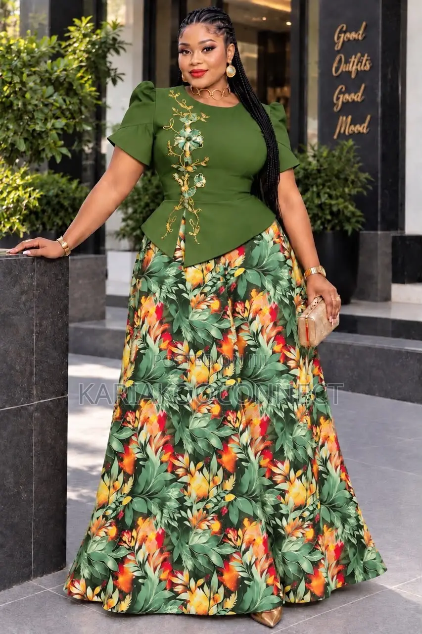 Peplum Top Floral Maxi Skirt Set